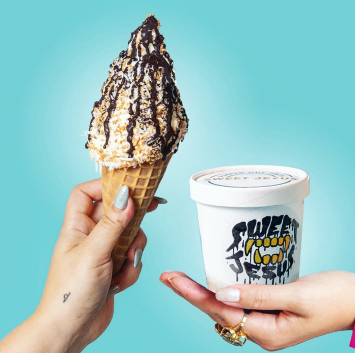 Ice cream cone & pint of ice cream